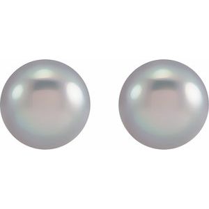 14K White Gold Pearl 6.5-7.0 Mm Cultured Gray Freshwater Pearl Earrings
