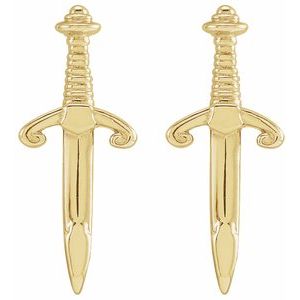 14K Yellow Gold 11 X 4.56 Mm Pair Friction Backs Included Polished Dagger Earrings