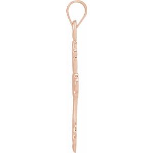 14K Rose Gold 24.5 X 17 Mm Polished Cross Pendant