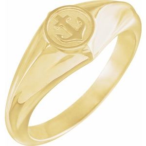14K Yellow Gold Polished Cross And Anchor Ring Size 10