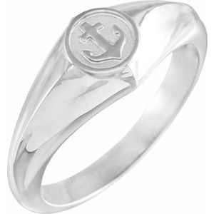 Sterling Silver Polished Cross And Anchor Ring Size 10