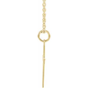 14K Yellow Gold Round 1.2Mm G-H I1 .0075 Ct Natural Diamond Youth Cross Necklace, Length: 15 In