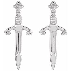 Sterling Silver 11 X 4.56 Mm Pair Friction Backs Included Polished Dagger Earrings