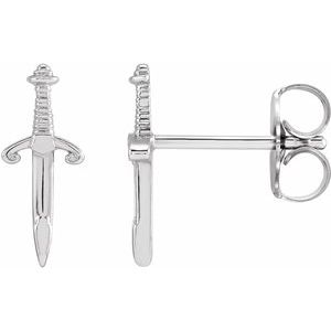 Sterling Silver 11 X 4.56 Mm Pair Friction Backs Included Polished Dagger Earrings