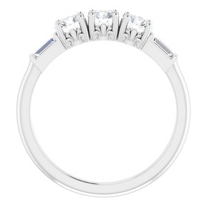 14K White Gold Natural Diamond Round 4 Mm Natural Diamond Polished 9/10 Ctw Natural Diamond Three-Stone Anniversary Band Size 7