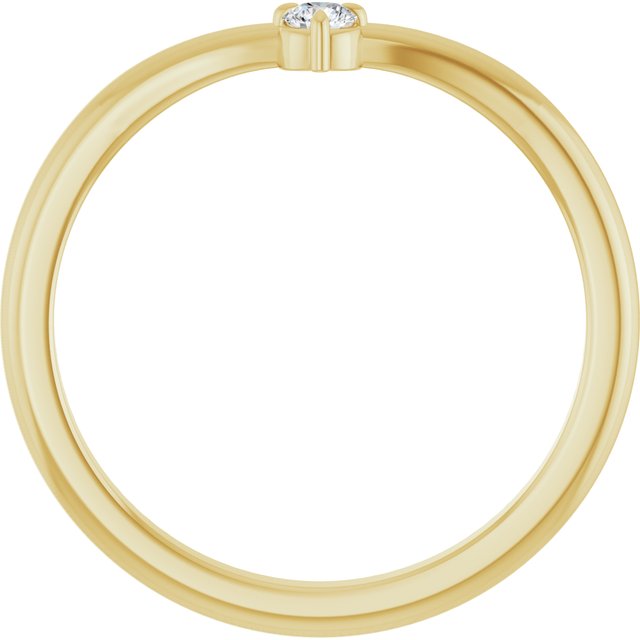 14K Yellow Gold Round 2.5 Mm Polished .06 Ctw Natural Diamond Stackable Ring, Size 7
