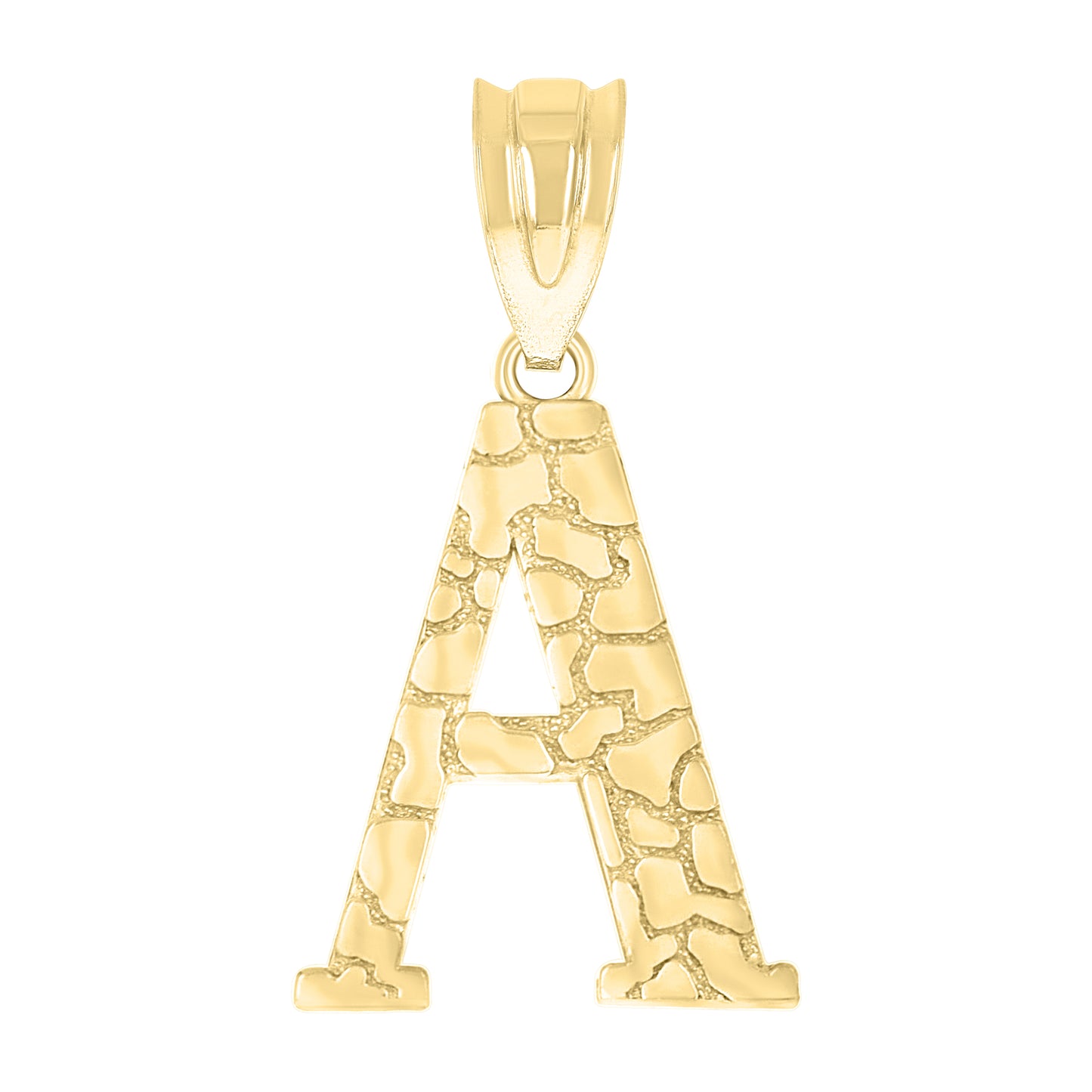 10K Yellow Gold Unisex Nugget Initial Charm Pendant