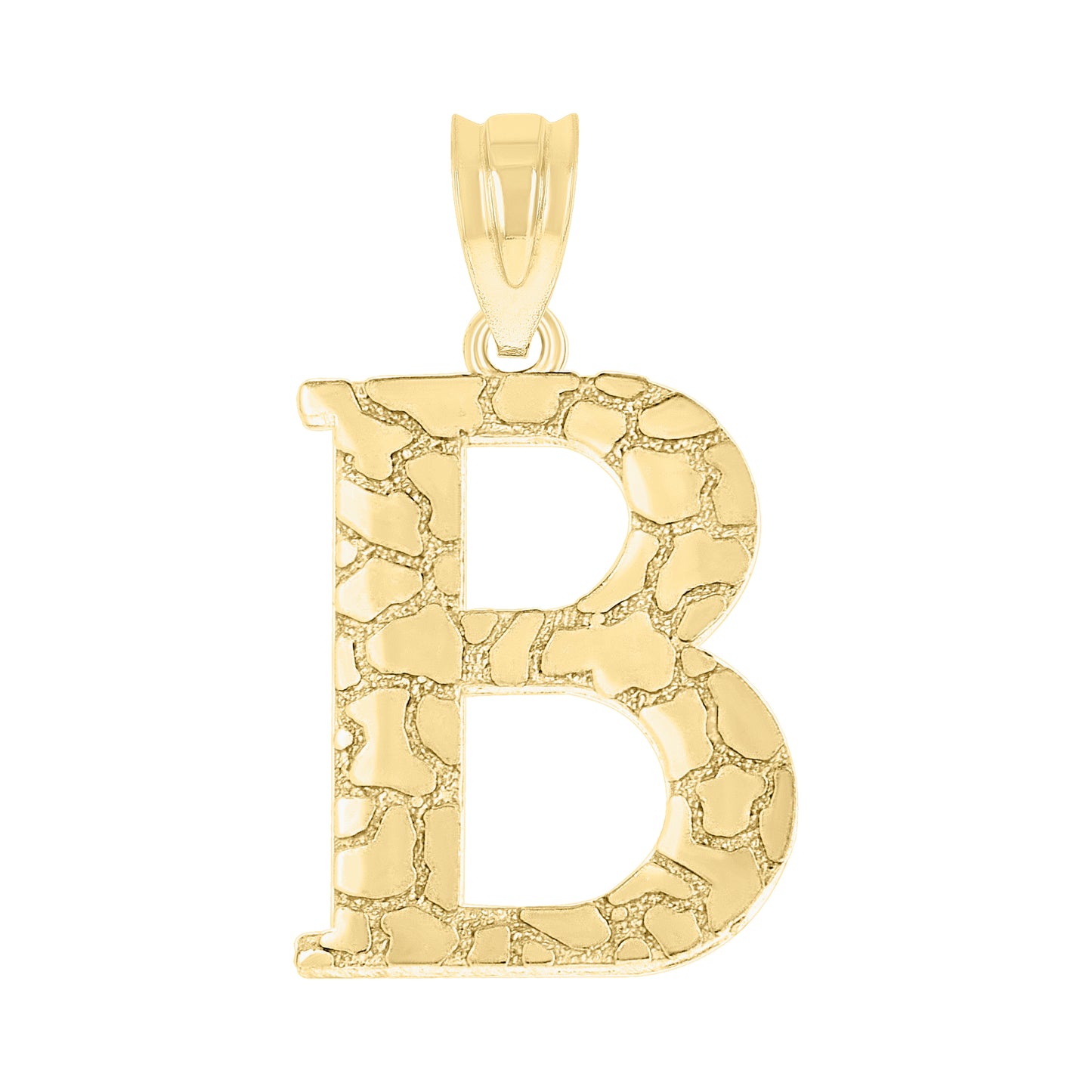 10K Yellow Gold Unisex Nugget Initial Charm Pendant