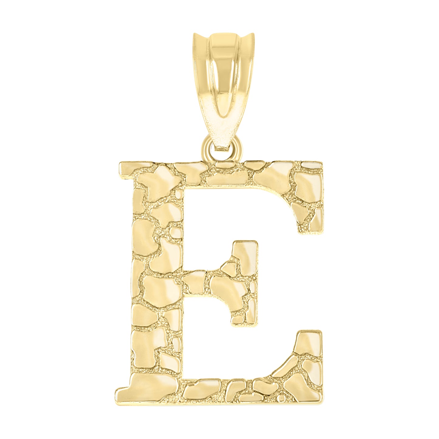 10K Yellow Gold Unisex Nugget Initial Charm Pendant