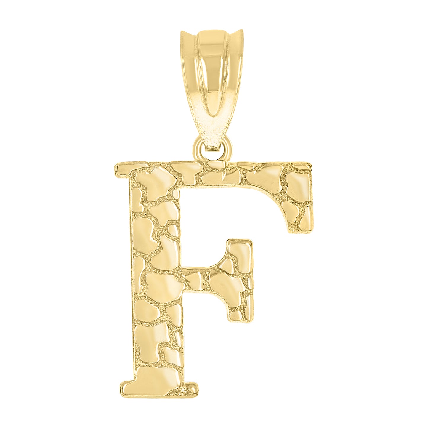 10K Yellow Gold Unisex Nugget Initial Charm Pendant