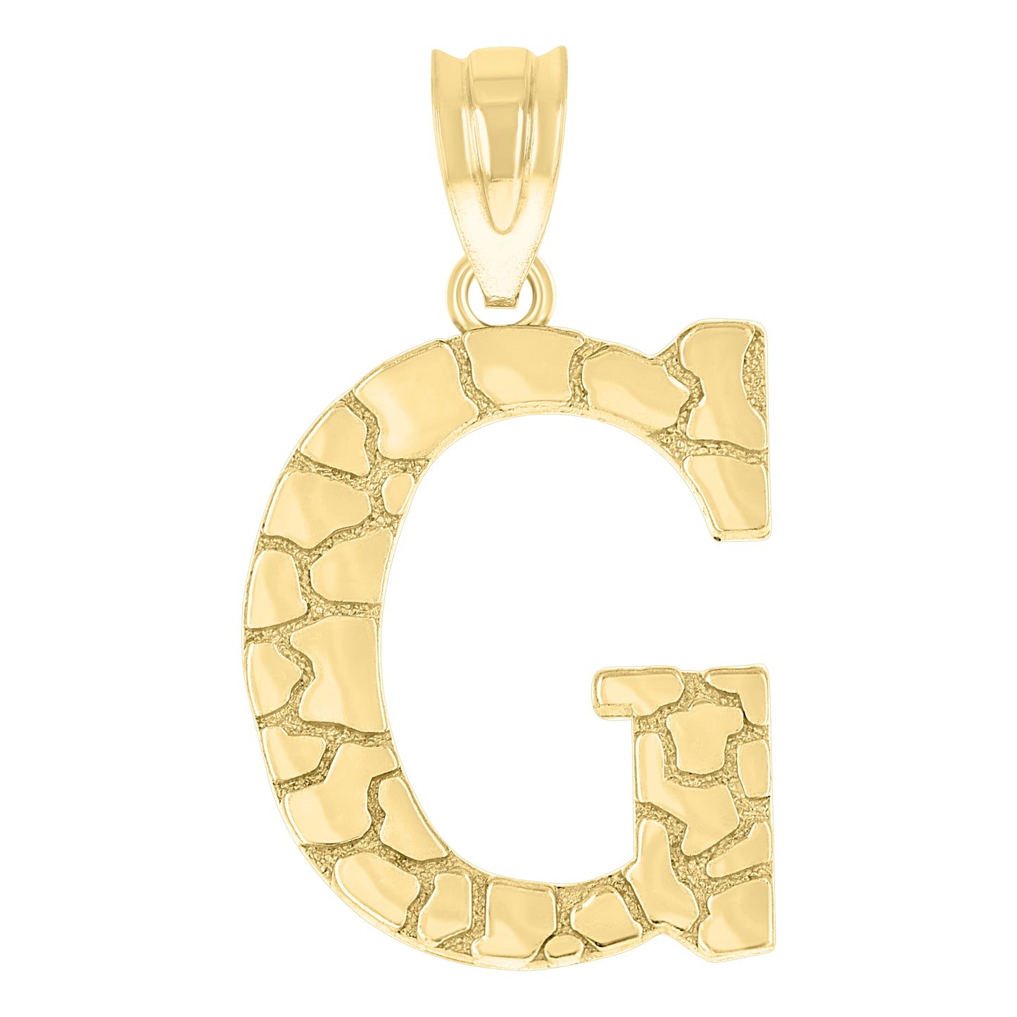 10K Yellow Gold Unisex Nugget Initial Charm Pendant