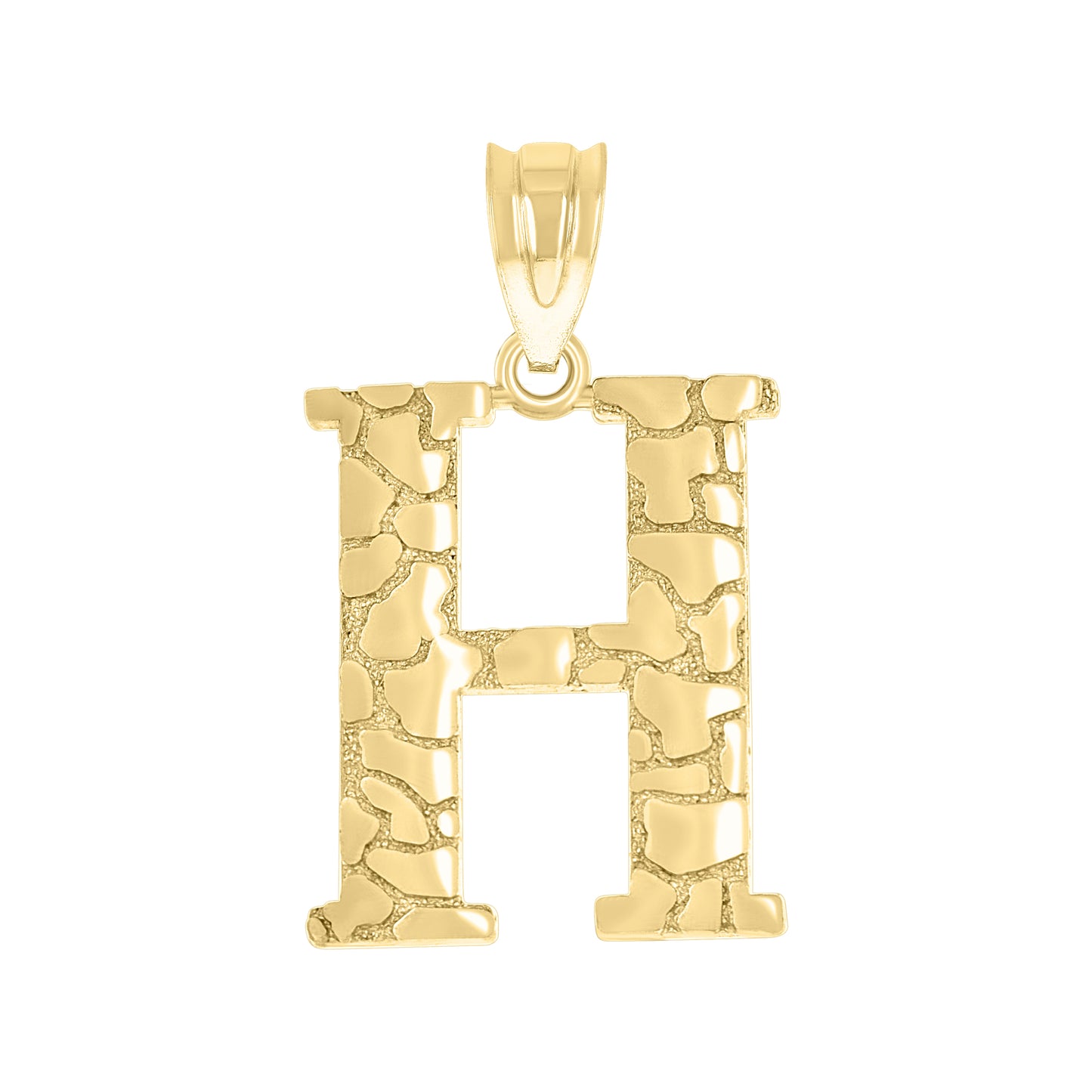 10K Yellow Gold Unisex Nugget Initial Charm Pendant