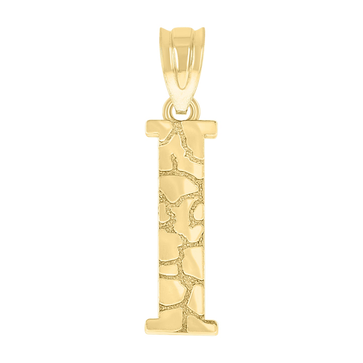 10K Yellow Gold Unisex Nugget Initial Charm Pendant