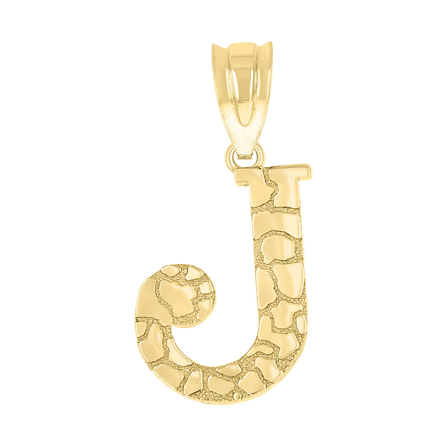 10K Yellow Gold Unisex Nugget Initial Charm Pendant