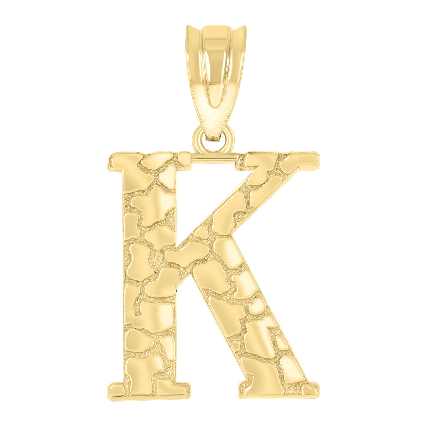 10K Yellow Gold Unisex Nugget Initial Charm Pendant