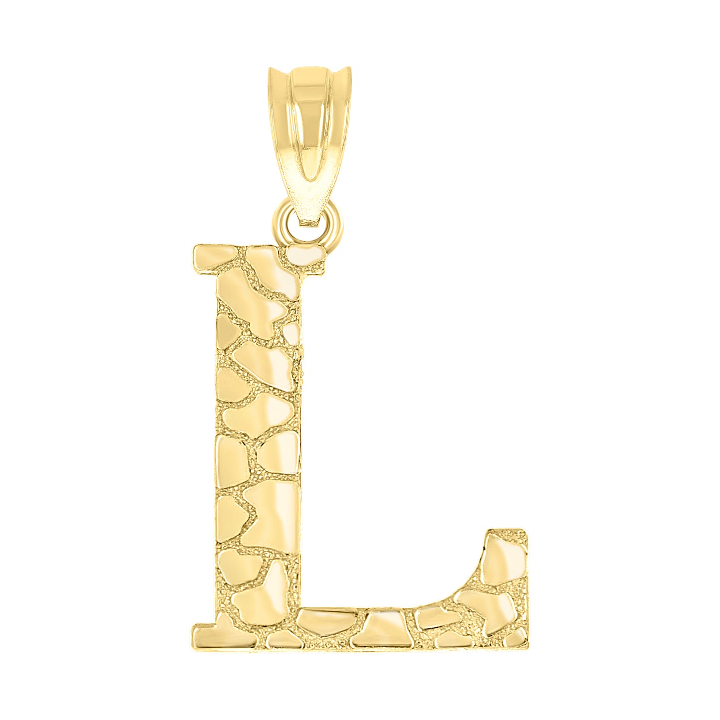 10K Yellow Gold Unisex Nugget Initial Charm Pendant