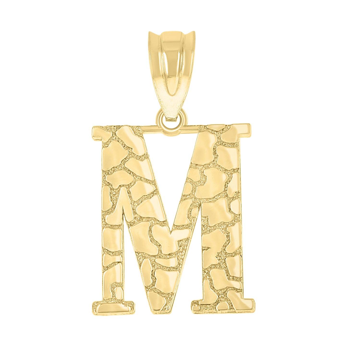 10K Yellow Gold Unisex Nugget Initial Charm Pendant