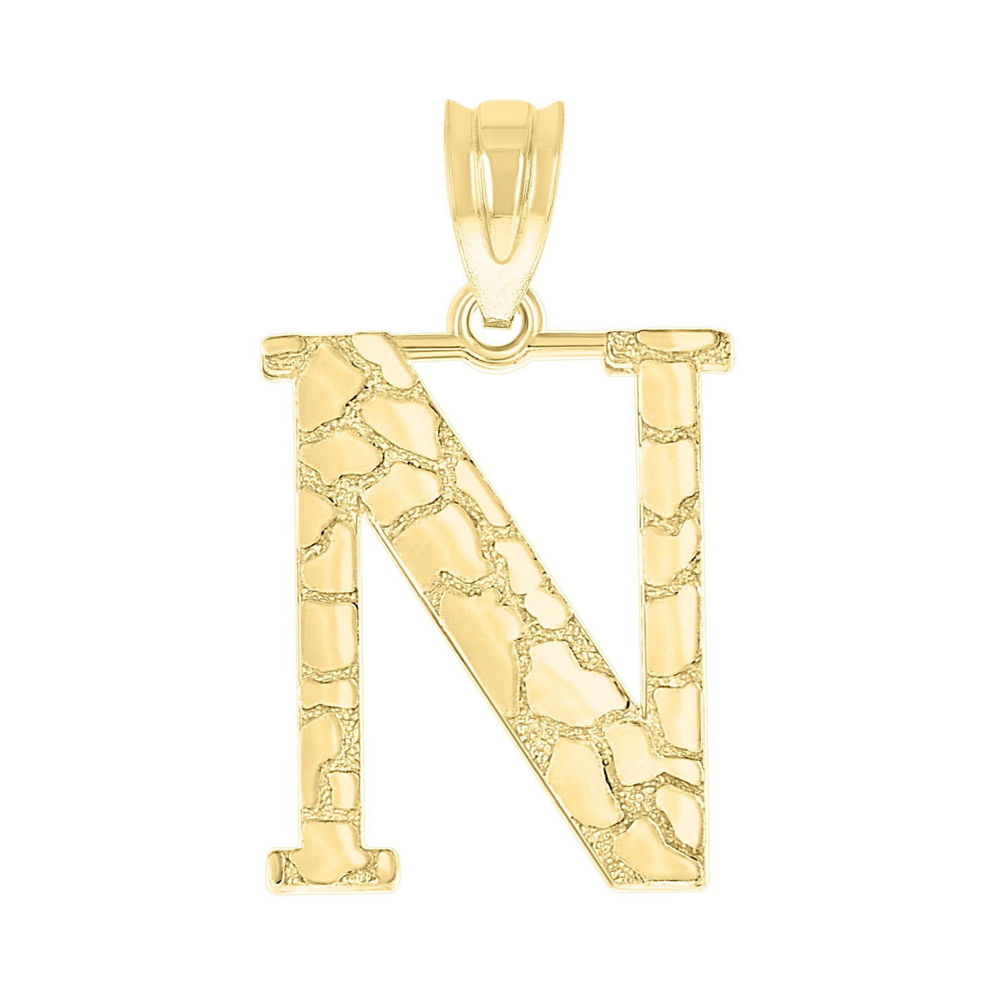 10K Yellow Gold Unisex Nugget Initial Charm Pendant