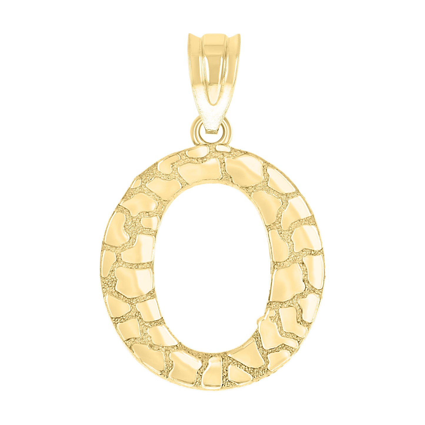 10K Yellow Gold Unisex Nugget Initial Charm Pendant