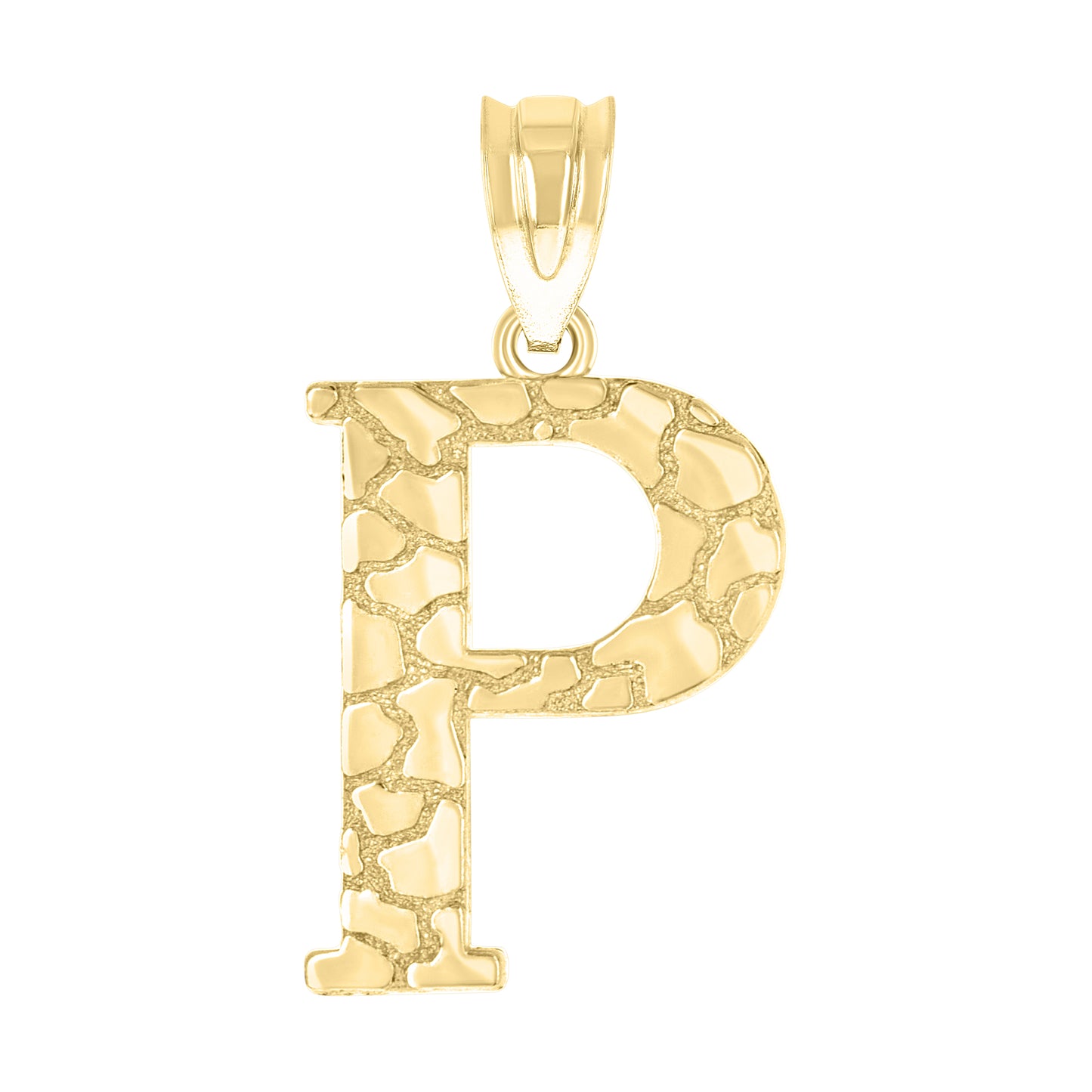 10K Yellow Gold Unisex Nugget Initial Charm Pendant