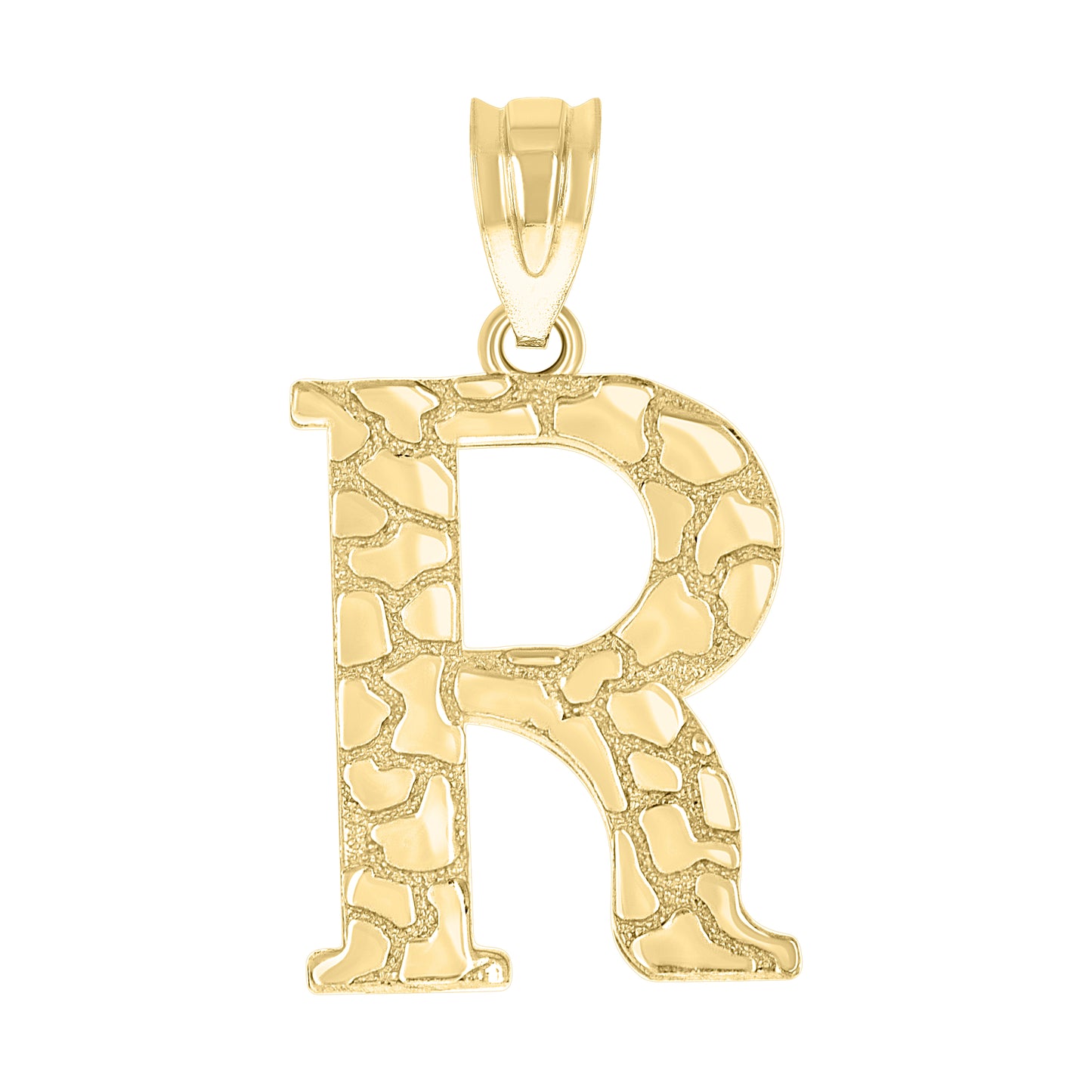 10K Yellow Gold Unisex Nugget Initial Charm Pendant