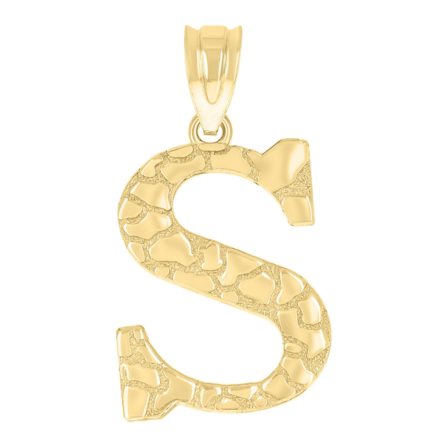 10K Yellow Gold Unisex Nugget Initial Charm Pendant