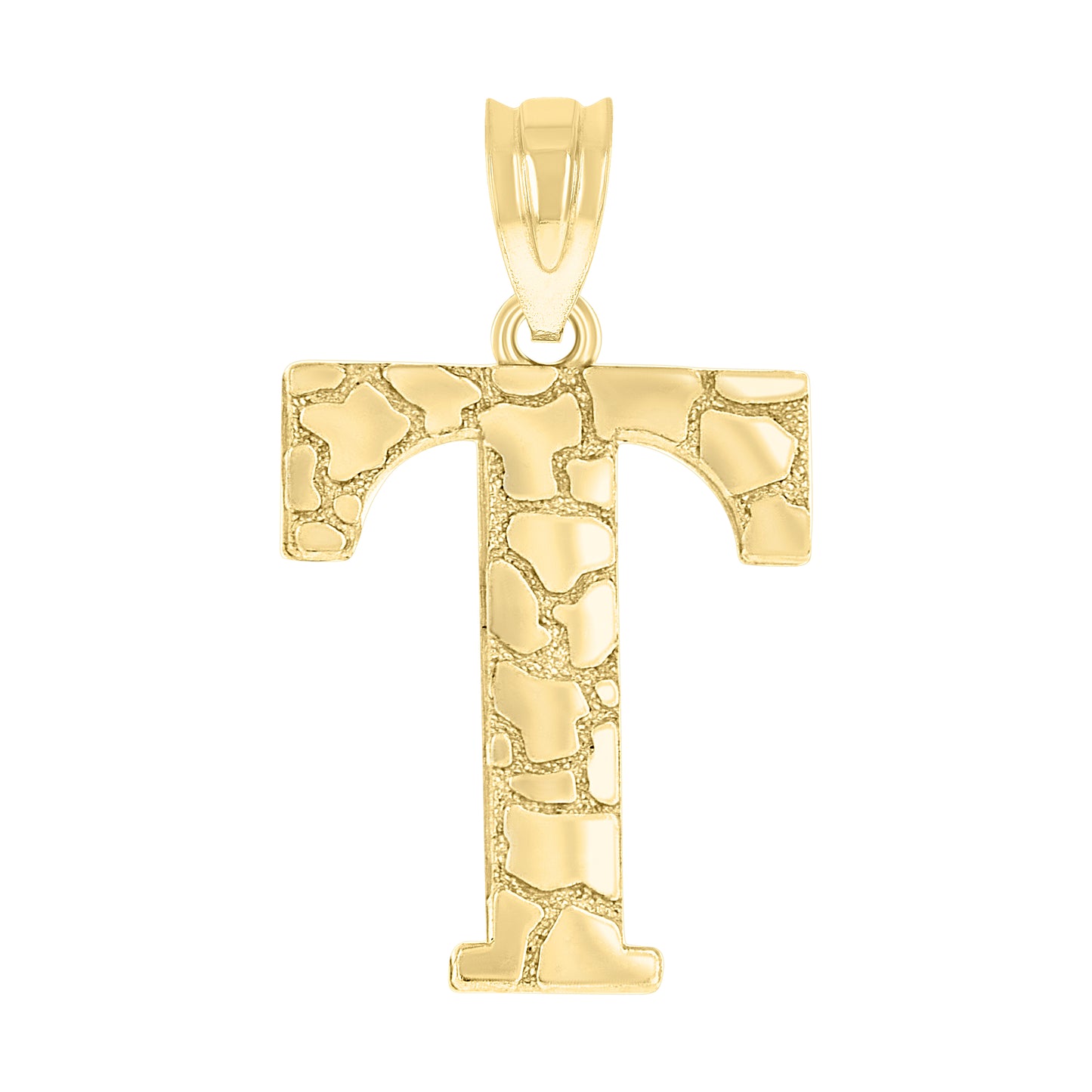 10K Yellow Gold Unisex Nugget Initial Charm Pendant