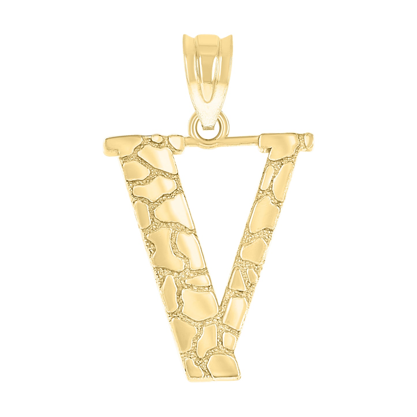 10K Yellow Gold Unisex Nugget Initial Charm Pendant