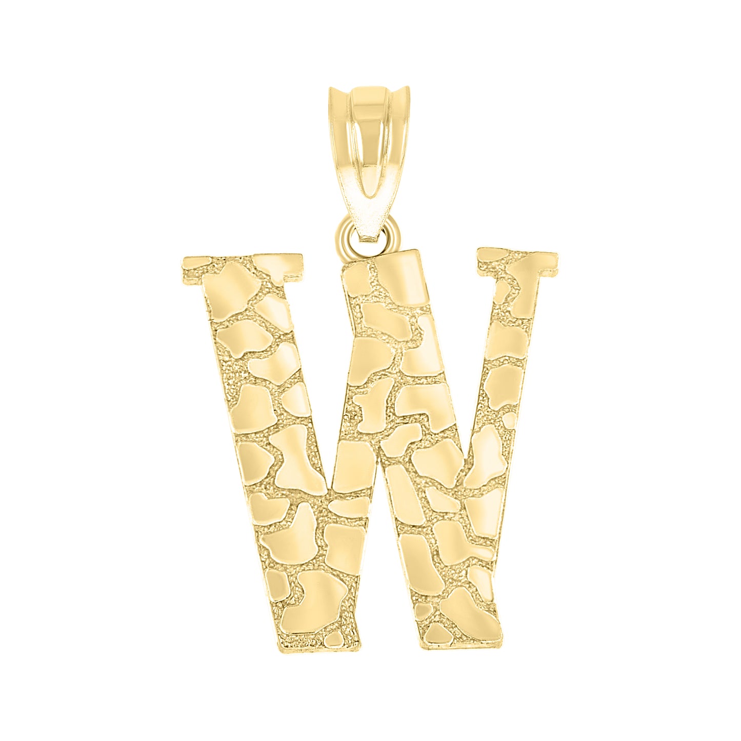 10K Yellow Gold Unisex Nugget Initial Charm Pendant