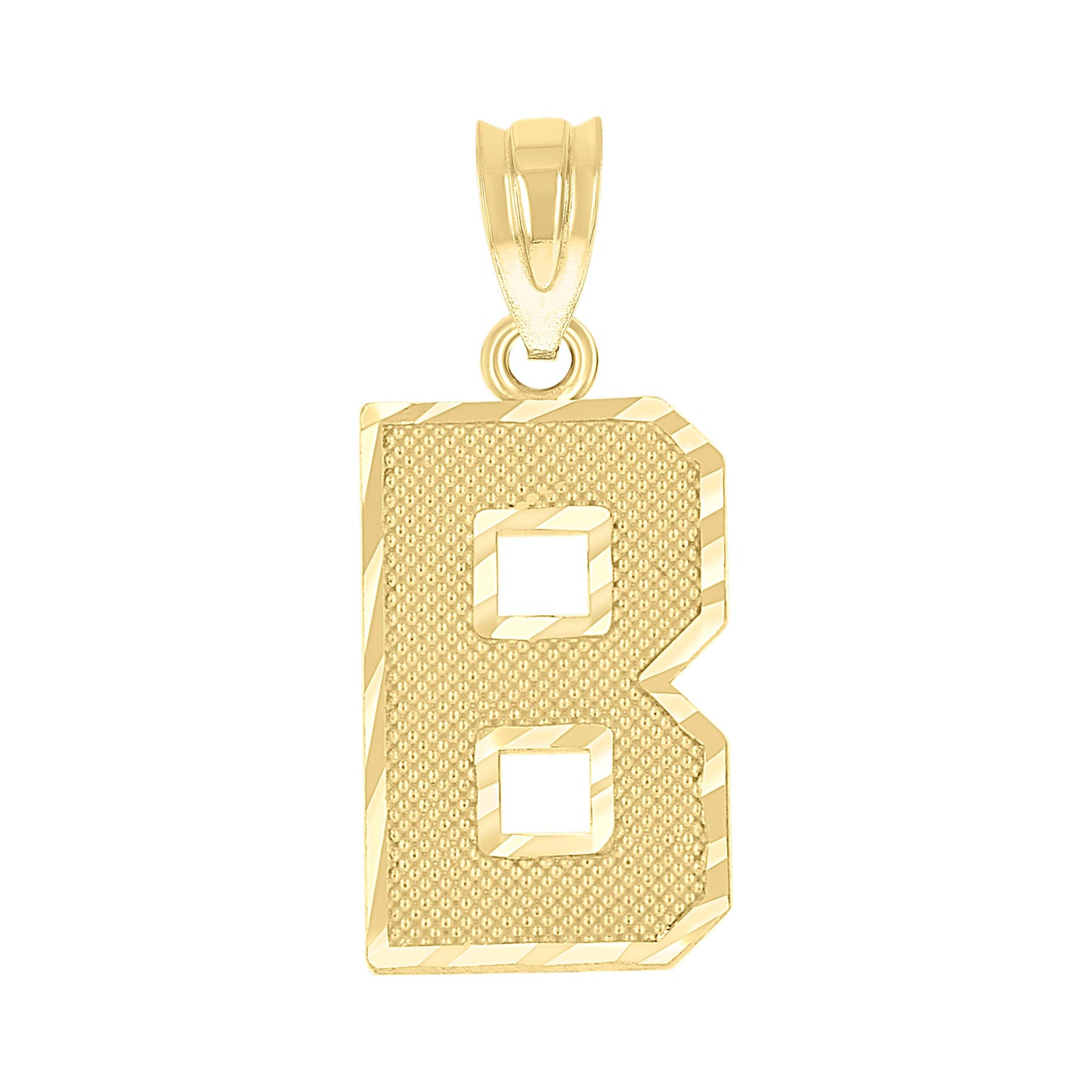 10K Yellow Gold Unisex Initial Number Charm Pendant