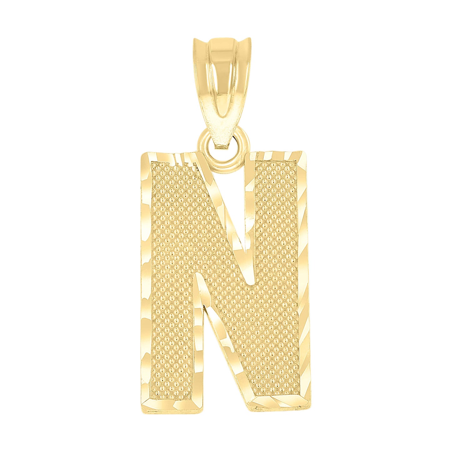 10K Yellow Gold Unisex Initial Number Charm Pendant