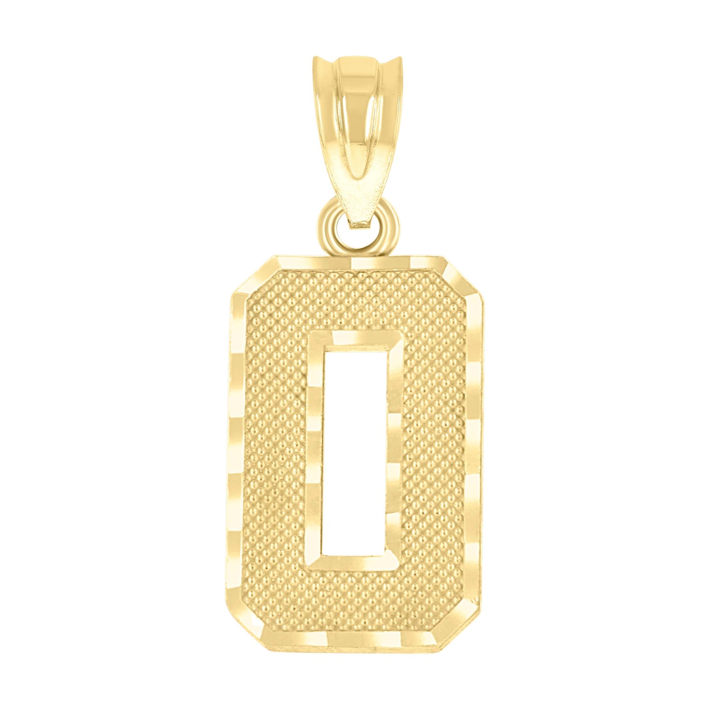 10K Yellow Gold Unisex Initial Number Charm Pendant