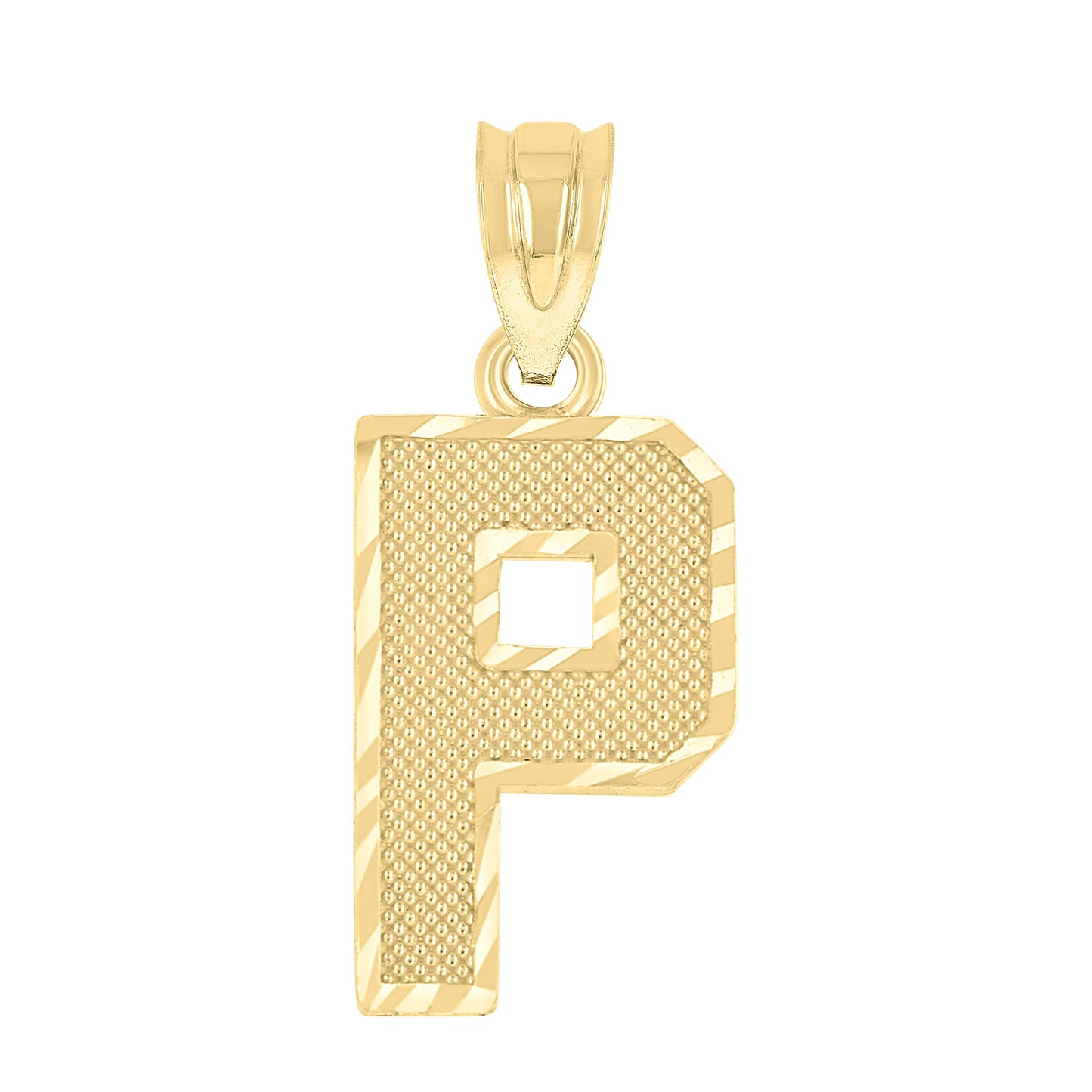 10K Yellow Gold Unisex Initial Number Charm Pendant