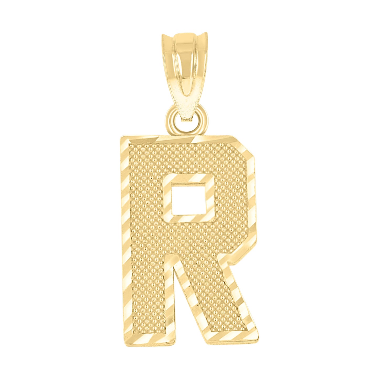 10K Yellow Gold Unisex Initial Number Charm Pendant