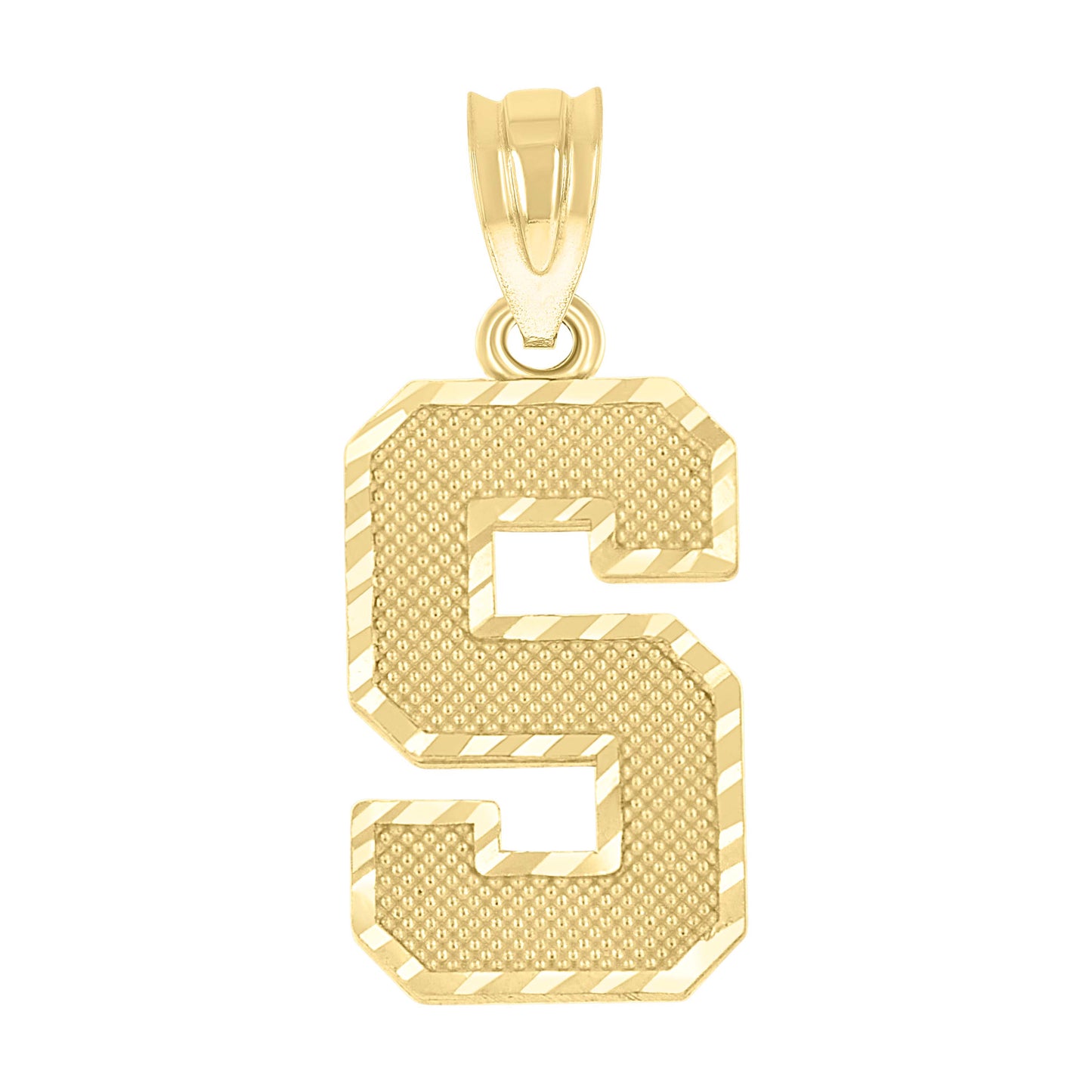 10K Yellow Gold Unisex Initial Number Charm Pendant