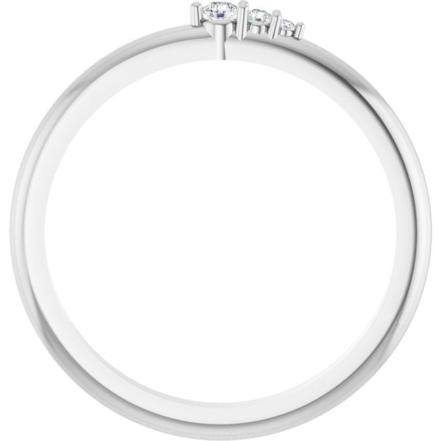 14K White Gold Round 2 Mm Polished .05 Ctw Natural Diamond Graduated Stackable Ring, Size 7