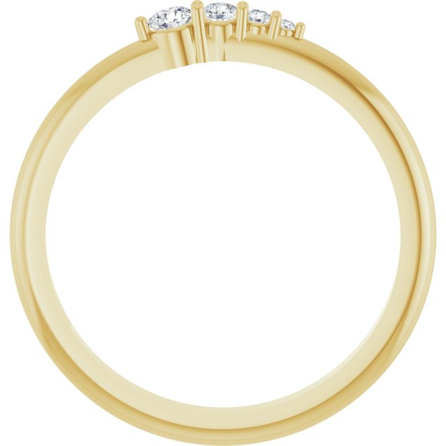 14K Yellow Gold Round 2.5 Mm Polished 1/10 Ctw Natural Diamond Graduated Stackable Ring, Size 7