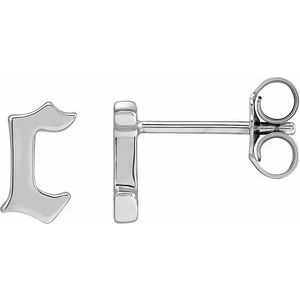 14K White Gold Gothic Initial C Earring