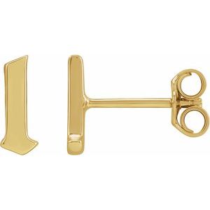 14K Yellow Gold Gothic Initial L Earring