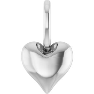 14K White Gold Puffed Heart Charm Pendant