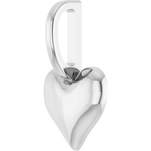 14K White Gold Puffed Heart Charm Pendant