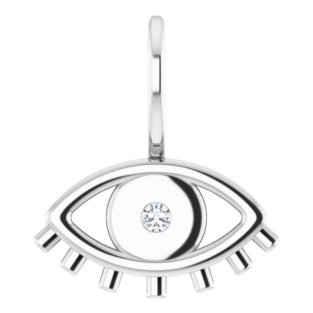 14K Yellow Or White Gold Or Sterling Silver Round 1.7Mm I1, G-H Polished .02 Ct Natural Diamond Evil Eye Charm/Pendant