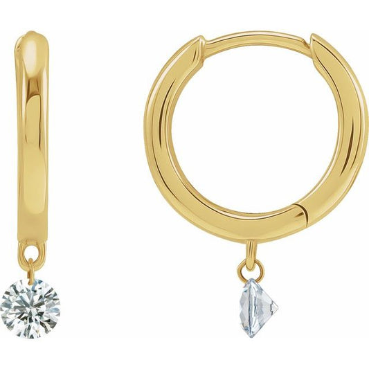 14K Yellow Or White Gold 3.5 Mm Round Polished 1/3 Ctw Drilled Natural Diamond Hinged Hoop Earrings