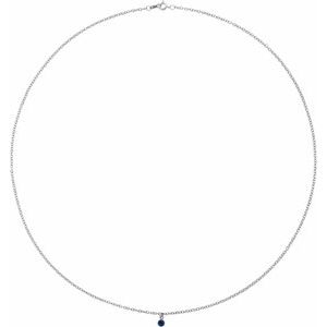 14K White Gold Round 3 Mm  Blue Sapphire Necklace, Length: 16 In