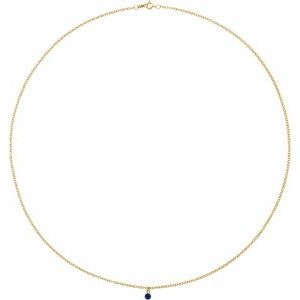 14K Yellow Gold Round 3 Mm  Blue Sapphire Necklace, Length: 16 In