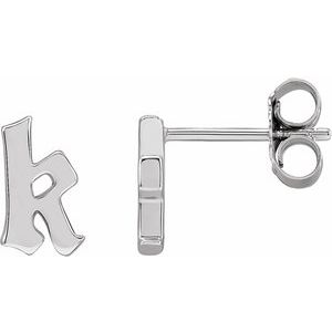 14K White Gold Gothic Initial K Earring
