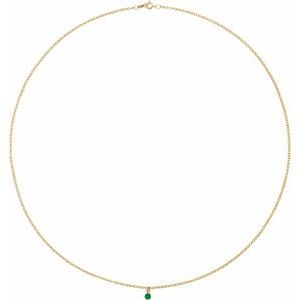 14K Yellow Gold Round 3 Mm  Natural Emerald Necklace, Length: 16 In