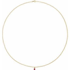 14K Yellow Gold Round 3 Mm  Natural Ruby Necklace, Length: 16 In