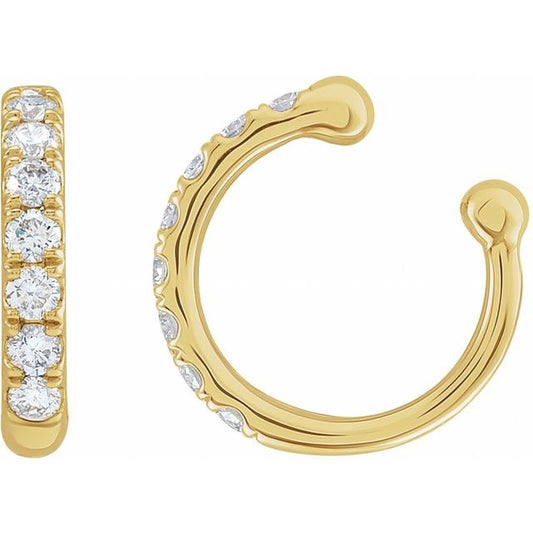 14K Yellow Or White Gold 1.6 Mm Round Polished 1/6 Ctw Natural Diamond Ear Cuff