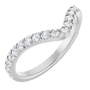 14K White Gold Round 1.7 Mm Polished 1/3 Ctw Lab Grown Diamond French-Set Contour Band Size 7